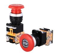 LA38-11ZS interruptor de botón de encendido de emergencia autoblocante de 22mm botón de parada de emergencia con cabeza de seta 10A 1NO 1NC(Red Arrows)