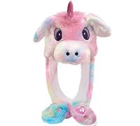 Laahoem Sombrero de Unicornio con Orejas Móviles para Mujeres Lindo y Divertido Juguete de Peluche Gorra Animal Cosplay Regalo de Fiesta de Cumpleaños Colorful