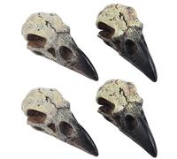 LAANCOO Decoración de cuervo, 4pcs cráneo de cuervo para collar de joyas simulación de halloween gótico cuervo figurita de resina de miedo colgante decoración de cuervo, cráneo de cuervo