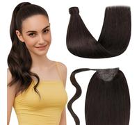 LaaVoo Coleta Pelo Extensiones Natural Marrón Más Oscuro #2 70G Una Pieza Extensiones del Pelo con Clip Easy Fit Sedoso Recto Extensiones de Cola de Caballo de Cabello Castano Oscuro Mujeres