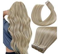 LaaVoo Extensiones Adhesivas Pelo Natural Brown Clair Highlight Dorado Claro 100g 40pcs 50cm Extensiones de Cabello Humano Peo Verdad Rubio Claro Remy #p16/22