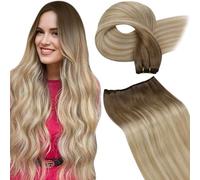LaaVoo Extensiones Cabello Humano Rubio 20" 100g Balayage Marrón Claro a Rubio Claro Remy Hair Extensions Bundles Sew in Cabello Humano Natural Extensiones de Pelo de #8/18/60