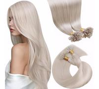 LaaVoo Extensiones de Pelo Natural Queratina Platino Prominent 100g 100 Mechóneses 55cm Pre Bonded Extensions Cabello Humano Dorado Platino Queratina Liso #60