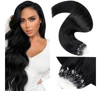 LaaVoo Extensiones Micro Loop de Cabello Natural Negro Liso 1g/s Micro Link Extensions de Pelo Verdad Negro 50g 50cm Microing Extensiones Pelo de Verdad Remy Mujeres #1