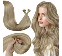 LaaVoo Extensiones Nano Ring Rubio Claro Mechas Rubio Dorado Extensiones De Pelo Natural Nano Ring 60cm/24Pulgadas Extensiones De Cabello Nano Ring 1g/s 50s #12/24
