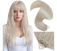 LaaVoo Extensiones Pelo Micro Ring Rubio Platino Extensiones Micro Ring Cabello Natural Rubio Extensiones Pelo Humano Natural Micro Loop 40cm/16Pulgadas 50g/50s 1g/s #60