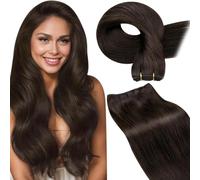LaaVoo Extensiones Pelo Natural Cortina Castaño Oscuro Extensiones De Cabello Natural Cortina 55cm/22Pulgadas Extensiones Pelo Cortina 100g #2