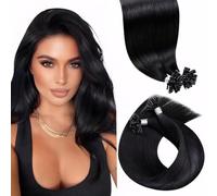 LaaVoo Extensiones Pelo Natural de Verdad Queratina Negro 100g 100 Mechóneses 50cm Fusión en Caliente Extensiones Keratina de Cabello Humano Negro Liso #1