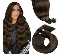 LaaVoo Keratina Extensiones Pelo Balayage Marrón Medio Ombre Marrón Claro con Rubio Oscuro Extensiones Keratina Cabello Humano 14Pulgadas/35cm Extensiones Pelo Natural Remy Queratina 50g/50s #6/8/14