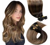 LaaVoo U-Tip Extensiones Pelo Natural Marron Oscuro y Castano Claro 50g/50s 40cm Extensiones Queratina Cabello de Verdad Balayage Marron Oscuro a Marron Medio y Rubio Extensiones Pelo Mujer #2/6/18