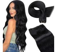 LaaVoo Weft Extensión de La Trama del Pelo Humano Negro #1 100g 24 Pulgadas Weaving Cabello Real Natural Humano Negro Weave Cabello Extensions Bundles Sew in Cabello Humano