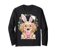 Lab and Golden Retriever Bunny Ears - Camiseta para Perro de Pascua Manga Larga
