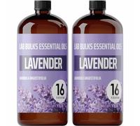 Lab Bulks Essential Oil (Paquete de 2) Aceite esencial de lavanda para difusores, velas, cabello, aerosol, hogar, 16 onzas a granel