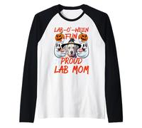Lab-O-Ween, Divertida y Orgullosa mamá de Laboratorio Camiseta Manga Raglan