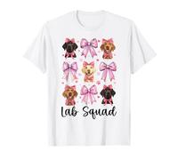 Lab Squad Labrador Dog Girl Coquette Bow Rosa Camiseta