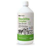 Lab-v MaxiVita Complex: mezcla alimenticia complementaria multivitamínica, en formato líquido, destinada a aves de corral que escarban, aves acuáticas, palomas, cerdos, ganado vacuno, ovejas y cabras.