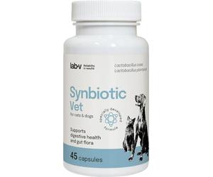 Lab-V Synbiotic Vet Probióticos para perros y gatos 45 Cápsulas probióticas digestivas para perros y gatos con prebióticos suplementos para perros y gatos Fermentos lácticos Intestino Salud