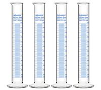 Labasics 4-Pack Vidrio de Borosilicato 250 ml Pared Gruesa Cilindro Graduado de Medición Cilindro