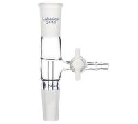 Labasics Adaptador de Toma de Vacío, Adaptador de Despegue Vertical de Vidrio de Borosilicato con Llave de Paso de PTFE, Junta Estándar 24/40