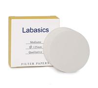 Labasics Círculos de Papel de Filtro Cualitativo, Papel de Filtro de Celulosa de 125 mm de Diámetro con Velocidad de Filtración Media de Retención de Partículas de 20 Micrones, Paquete de 100