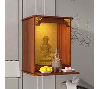 Labasuan Altar Budista Chino, Estante para Templo, Santuario de Buda, nicho Budista para Colgar en la Pared, gabinete Moderno del Dios de la Riqueza, Mesa de ofrendas(Walnut,19.7 * 14.2 * 26in)