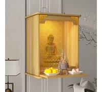 Labasuan Altar Budista Chino, Estante para Templo, Santuario de Buda, nicho Budista para Colgar en la Pared, gabinete Moderno del Dios de la Riqueza, Mesa de ofrendas(Wood,23.6 * 13.0 * 20.9in)