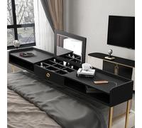 Labasuan Escritorio de Cama de Madera Maciza, Mesa de Noche Cruzada para Dormitorio, Doble Capa con cajones, Mesa Larga móvil tamaño Queen para Oficina, Entretenimiento, Comedor, vestidor(55in)