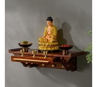 Labasuan Estatua de Buda montada en la Pared, Mesa del Altar del Santuario, gabinete del Altar de Buda con Bandeja Oculta, Mesa de meditación, para Casas templos pasillos ancestrales(60cm)