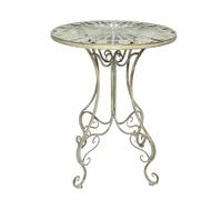 Labasuan Mesa Auxiliar de bistró de Metal para Exterior, Mesa Auxiliar Redonda Plegable de Metal, Mesa de Centro pequeña para Patio con Patas Curvas y Acabado con técnicas de Tallado Envejecido