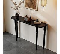 Labasuan Mesa Consola Estilo Media Luna rústica, Mesa de Entrada de Madera Maciza de 4 Patas, Mesa Estrecha Independiente para vestíbulo con Almohadillas Ajustables(Black,120cm)
