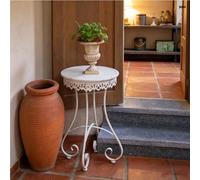 Labasuan Metal Side Table, Vintage Distressed Wrought Iron Plant Stand