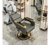 Labasuan Sillón de barbero reclinable, con Detalles Dorados, hidráulico, Giratorio 360°, Resistente, con reposacabezas, de Piel sintética, Ideal para barberías, Salones de Belleza, spas