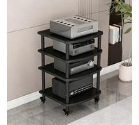 Labasuan Soporte para Equipos audiovisuales con Ruedas, Torre de 4 estantes para Cine en casa, gabinete para Reproductor de CD y componentes estéreo, diseño Modular, para Consolas(Black)