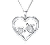 LABBAO Collar de plata de ley con colgante de tortuga de diamante de laboratorio para mamá y esposa