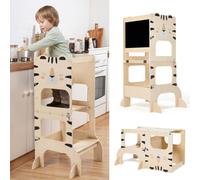 Labebe Torre de Aprendizaje para niños, Plegable Montessori Learning Tower, Silla de Aprendizaje 2 en 1 para niños con Tablas de Mensajes a Partir de 1 año-Tigre