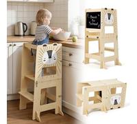 labebe Torre de aprendizaje plegable Montessori Learning Tower, silla de aprendizaje 3 en 1 para niños con tablas de mensajes a partir de 1 año, WG2303001