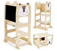 labebe Torre de aprendizaje plegable Montessori Learning Tower, silla de aprendizaje 3 en 1 para niños con tablas de mensajes a partir de 1 año, WG2303001