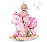 Labebe - Unicornio Rosa Mecedora Caballo Balancín para Niña 1-3 Años, Juguete de Madera y Peluche con Columpio