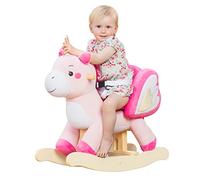 Labebe - Unicornio Rosa Mecedora Caballo Balancín para Niña 1-3 Años, Juguete de Madera y Peluche con Columpio