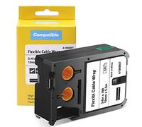 Label KINGDOM XTL - Etiquetas compatibles con DYMO XTL 1868807 Etiquetas flexibles para envolver cables de 3/4 pulgadas, 19 mm, negro sobre blanco para etiquetadora DYMO XTL 300 XTL 500