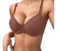 Label Mark Women's Thin Plain Comfortable Breathable Push Up Bra Underwire Three Breasted, Orange, 38B(Coffee,40C)