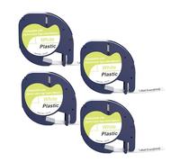 label tape 4pack Yowell 4X - Etiquetas compatibles con Dymo Letratag 12 mm x 4 m, cinta de escritura compatible con Dymo Letratag 200B LT-100H XR LT-100T, negro sobre blanco