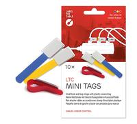 LABEL THE CABLE Bridas para Cables Autoadherentes para Etiquetado de Cables - Abrazaderas para Cables con Etiquetas para la Gestión de Cables - LTC MINI TAGS - 10 Pack - Colores Variados - LTC 2530