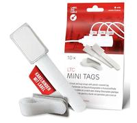 LABEL THE CABLE Pequeñas Bridas para Cables Autoadherentes para Etiquetado de Cables - Abrazaderas para Cables con Etiquetas para la Gestión de Cables - LTC MINI TAGS - 10 Pack - Blanco - LTC 2530