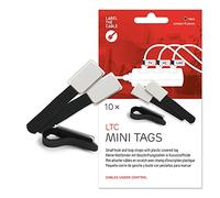 LABEL THE CABLE Pequeñas Bridas para Cables Autoadherentes para Etiquetado de Cables - Abrazaderas para Cables con Etiquetas para la Gestión de Cables - LTC MINI TAGS - 10 Pack - Negro - LTC 2510
