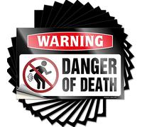 Label Whimsical Wall Art Warning Danger of Death - Day Bulk Funny Coffee Clear Print | Divertidas calcomanías y calcomanías para coche (12 x 18 cm, 2 unidades)