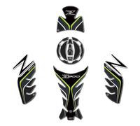 labelbike - Kit Pegatinas 3D Resina Decoraciones y Protecciones Moto compatibles con Kawasaki Z900 - Color Carbon con Acabados Gris y Verde