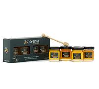 L'Abella Mel - Miel de Azahar, Romero, Bosque y Tomillo con cuchara de miel - Miel Natural y Pura Recolectada Artesanalmente en Valle Jalón - 4 Unidades de 50g. Total 200g.