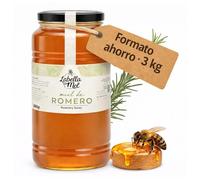 L'Abella Mel | Miel de Romero 100% Natural y Pura | Miel Pura de Abeja Española Sin Pasteurizar Ni Aditivos | Recolección Manual Directa del Apicultor | Apicultura Familiar | 3 kg