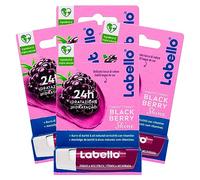 Labello Blackberry Shine - Bálsamo labial de color con aroma de moras hidratante, 24 horas, con ingredientes naturales y manteca de karité, 4 varillas